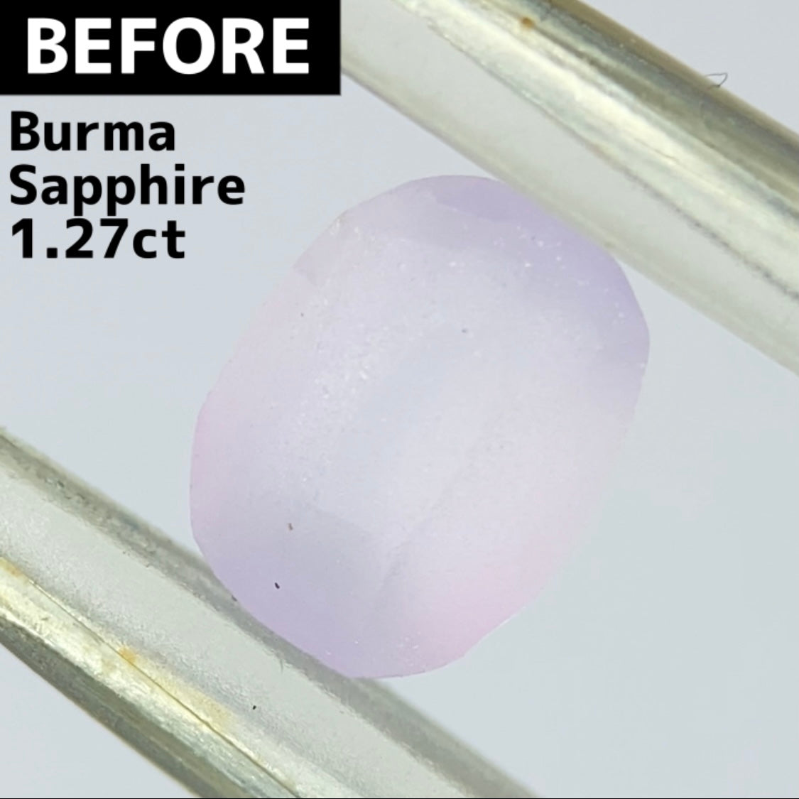 ビルマ産サファイア0.757ct★大変身を遂げたほのかなライラック感が可愛らしいほんのりシルキーなニアカラーレス