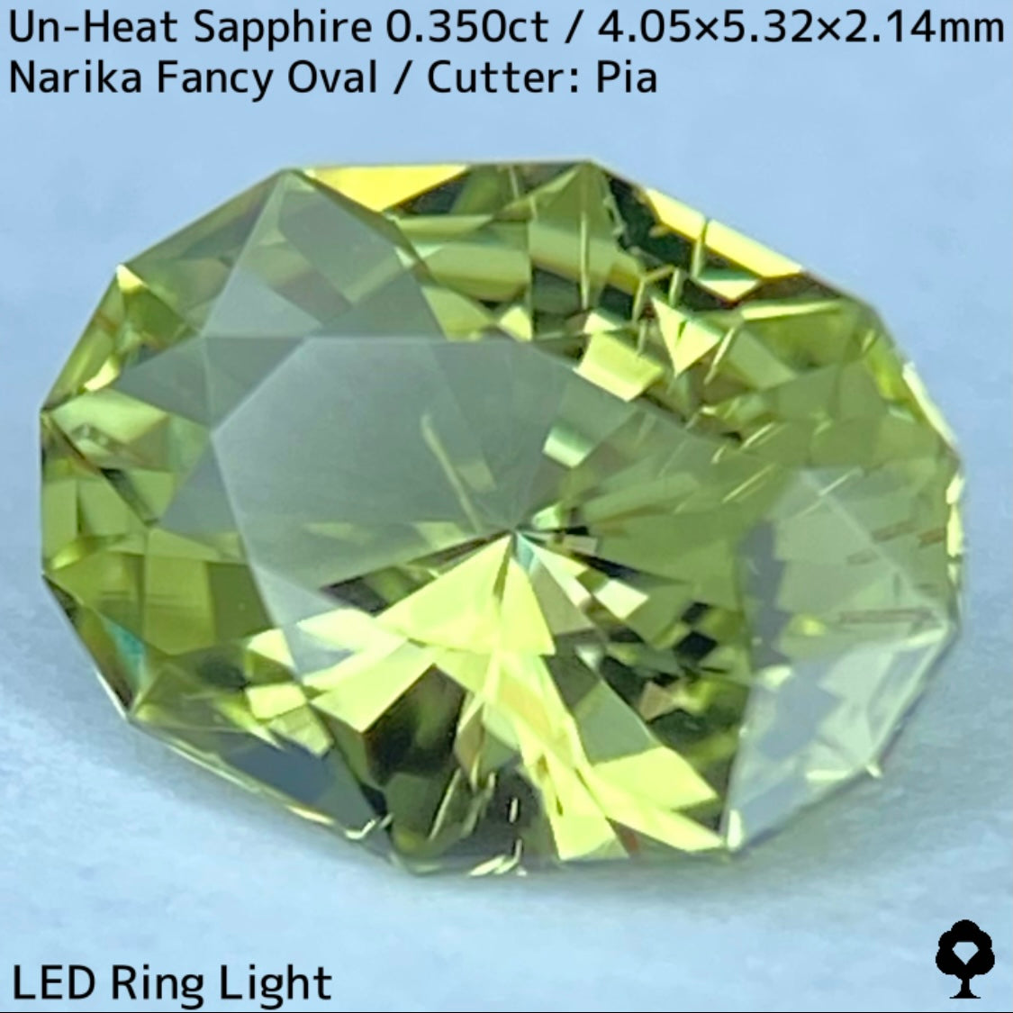非加熱サファイア0.350ct★若草色の美結晶ナリカーカットにシルバーの針インクル浮かぶ