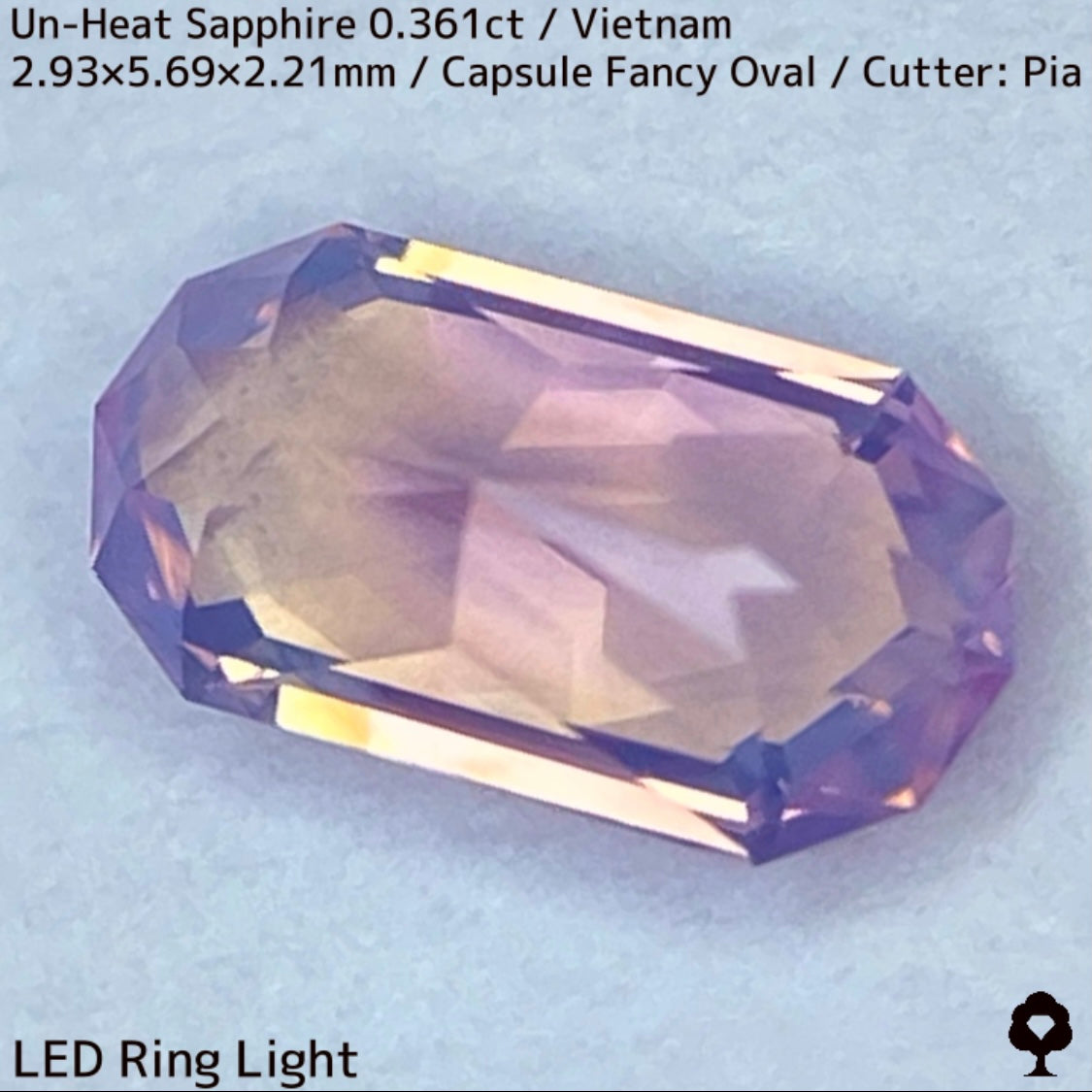 ベトナム産非加熱サファイア0.361ct★シルキーパープリッシュピンクとシルキーイエローのほんのりバイカラーが可愛い