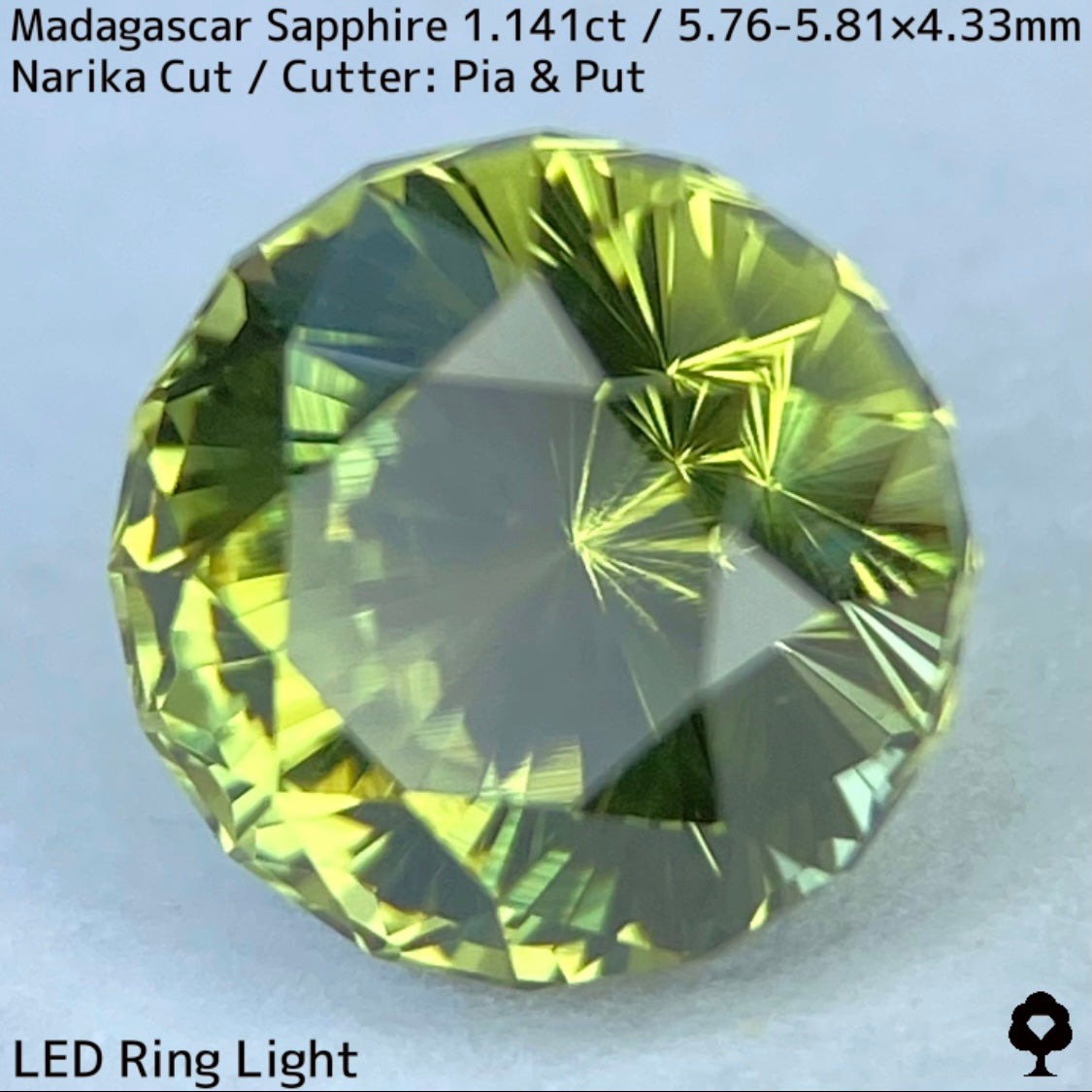 マダガスカル産サファイア1.141ct★春色美グリーンにファイアー煌めくナリカーカット超美結晶1ctアップ