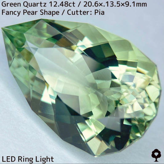 グリーンクォーツ12.48ct★圧倒的煌めきを放つ美結晶巨石はプリズムファイアー楽しめる