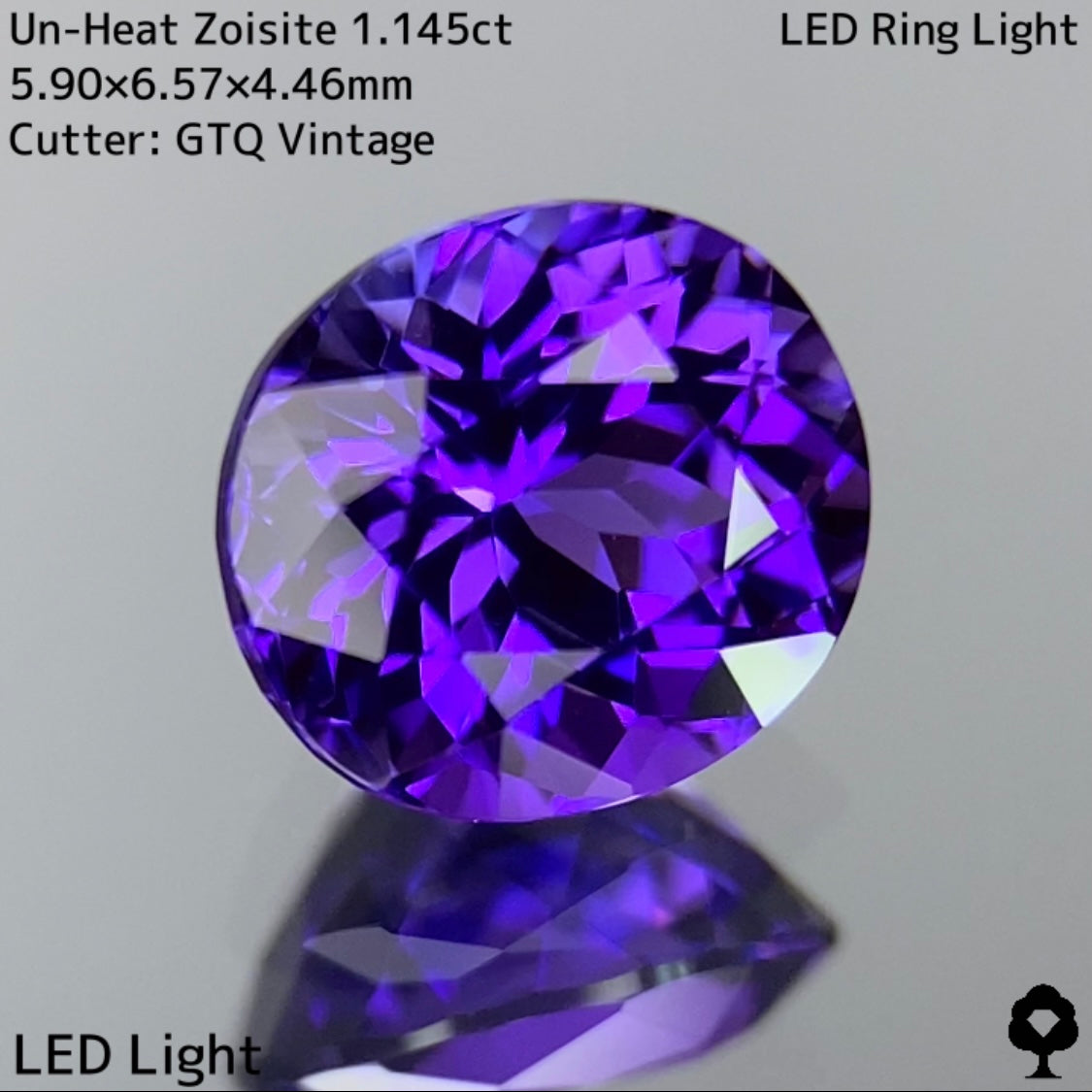 奥底にブルーが潜む超濃厚パープルの名品クラシカルオーバル★非加熱ゾイサイト 1.145ct