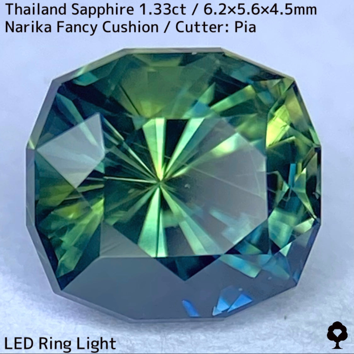 タイ産サファイア1.33ct★ブルー・グリーン・イエローの深いパーティ感のある秒針のような鋭い煌めき放つリバーシブルな一石
