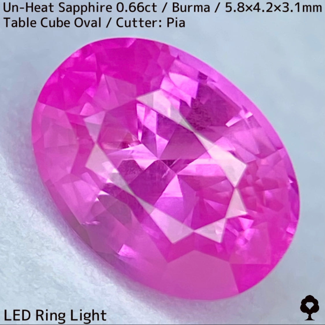 【お客さま専用】ビルマ産非加熱サファイア0.66ct★クリアさもあるシルキーピンクの可愛い強蛍光オーバル