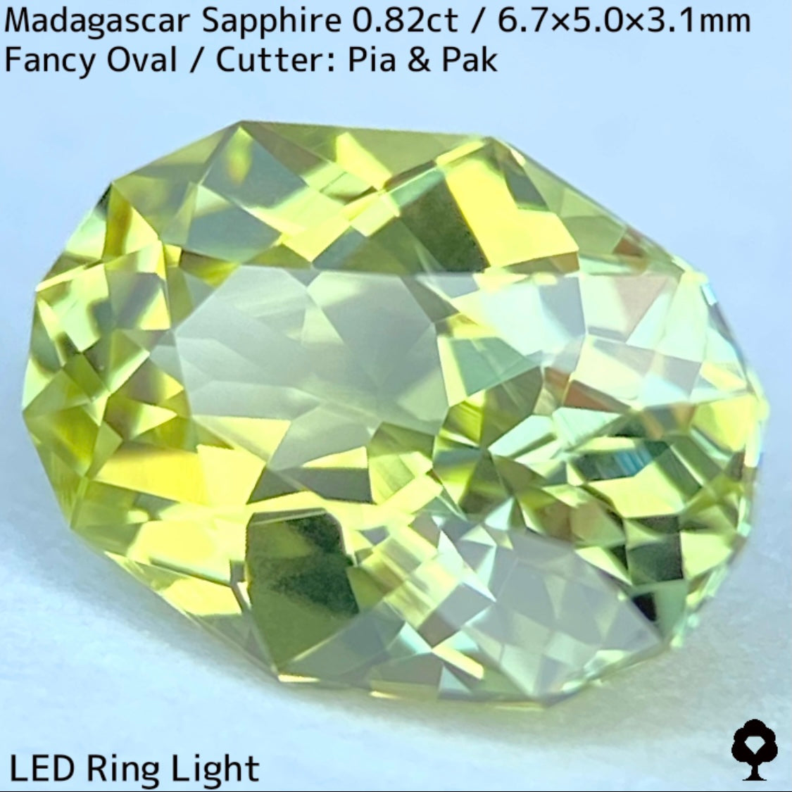 マダガスカル産サファイア0.835ct★煌めき抜群のイエローにブルーの色だまりが混ざるファイアー煌めくライトライムカラー