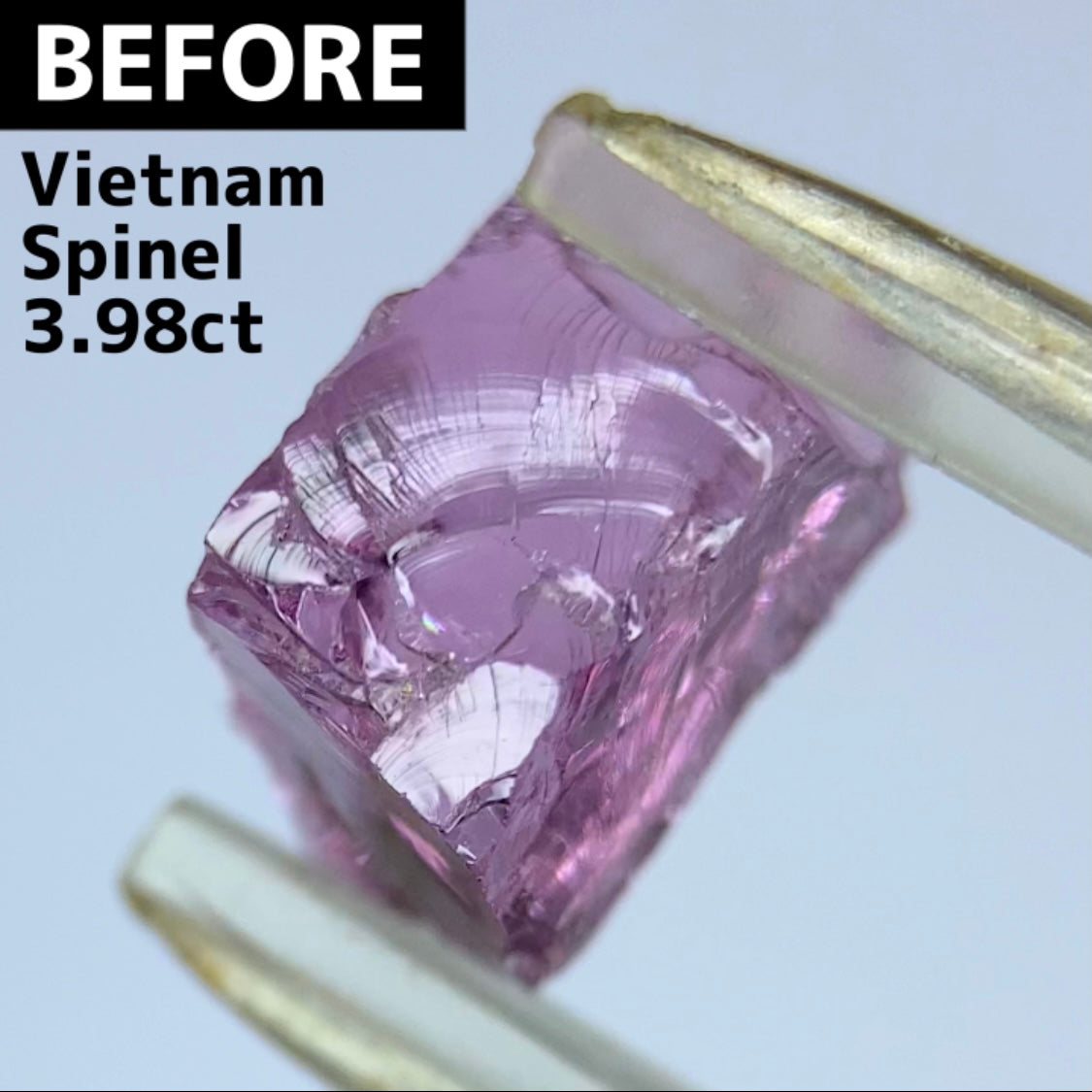 ベトナム産スピネル1.489ct★妖艶なピンキッシュパープルの超美結晶原石の形を生かしたシザースのあやとりカット