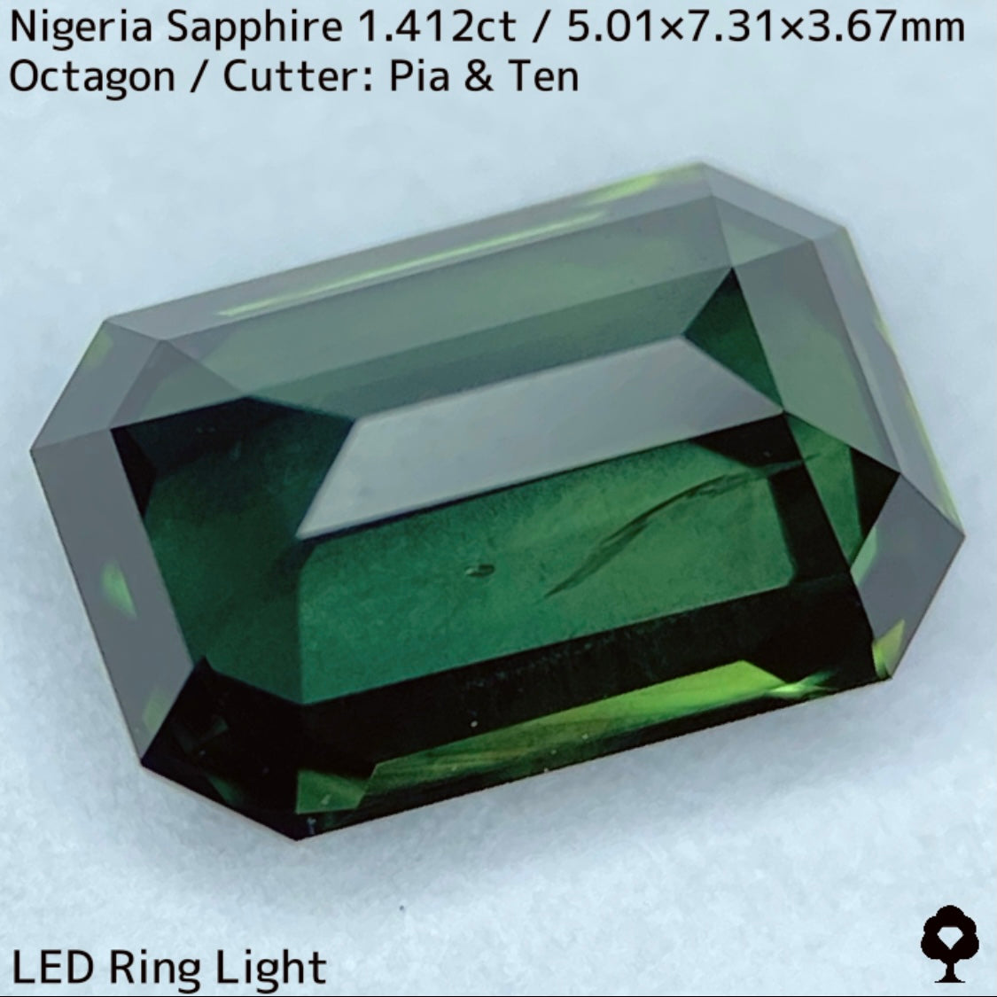 ナイジェリア産サファイア1.412ct★深い美グリーンに金色のシルクベールが浮かぶ