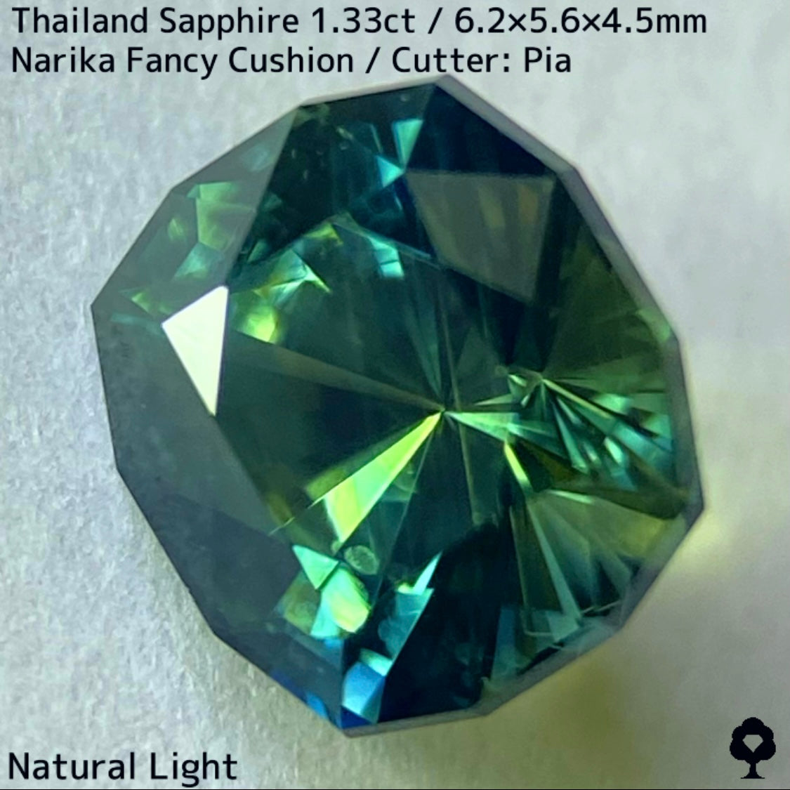 タイ産サファイア1.33ct★ブルー・グリーン・イエローの深いパーティ感のある秒針のような鋭い煌めき放つリバーシブルな一石