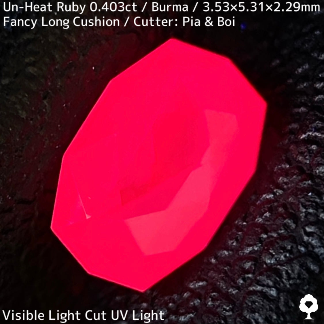 ビルマ産非加熱ルビー0.403ct★シルクのラインがテーブルに浮かぶ可愛いシルキーピンクのシャープなシェイプ