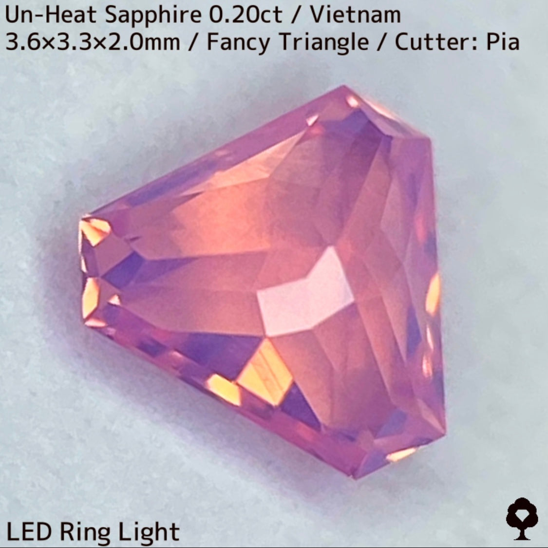 【ご当選者さま専用】ベトナム産非加熱サファイア0.204ct★デルタ形シェイプのシルキーピンクに詰まった煌めきのお花畑