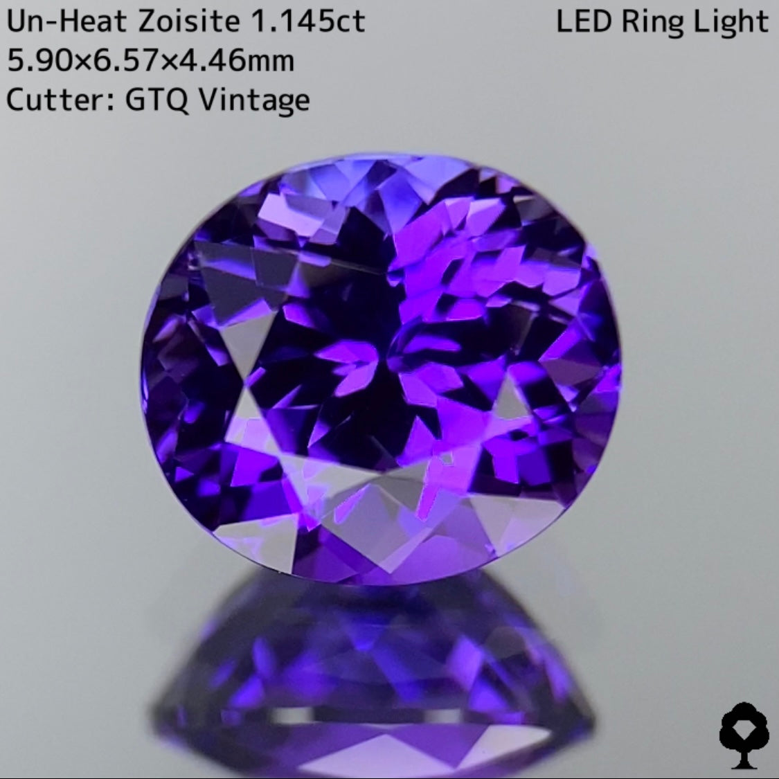 奥底にブルーが潜む超濃厚パープルの名品クラシカルオーバル★非加熱ゾイサイト 1.145ct