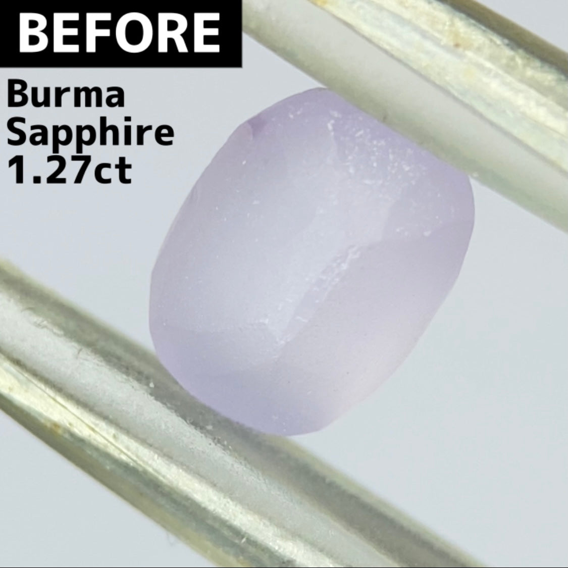 ビルマ産サファイア0.757ct★大変身を遂げたほのかなライラック感が可愛らしいほんのりシルキーなニアカラーレス
