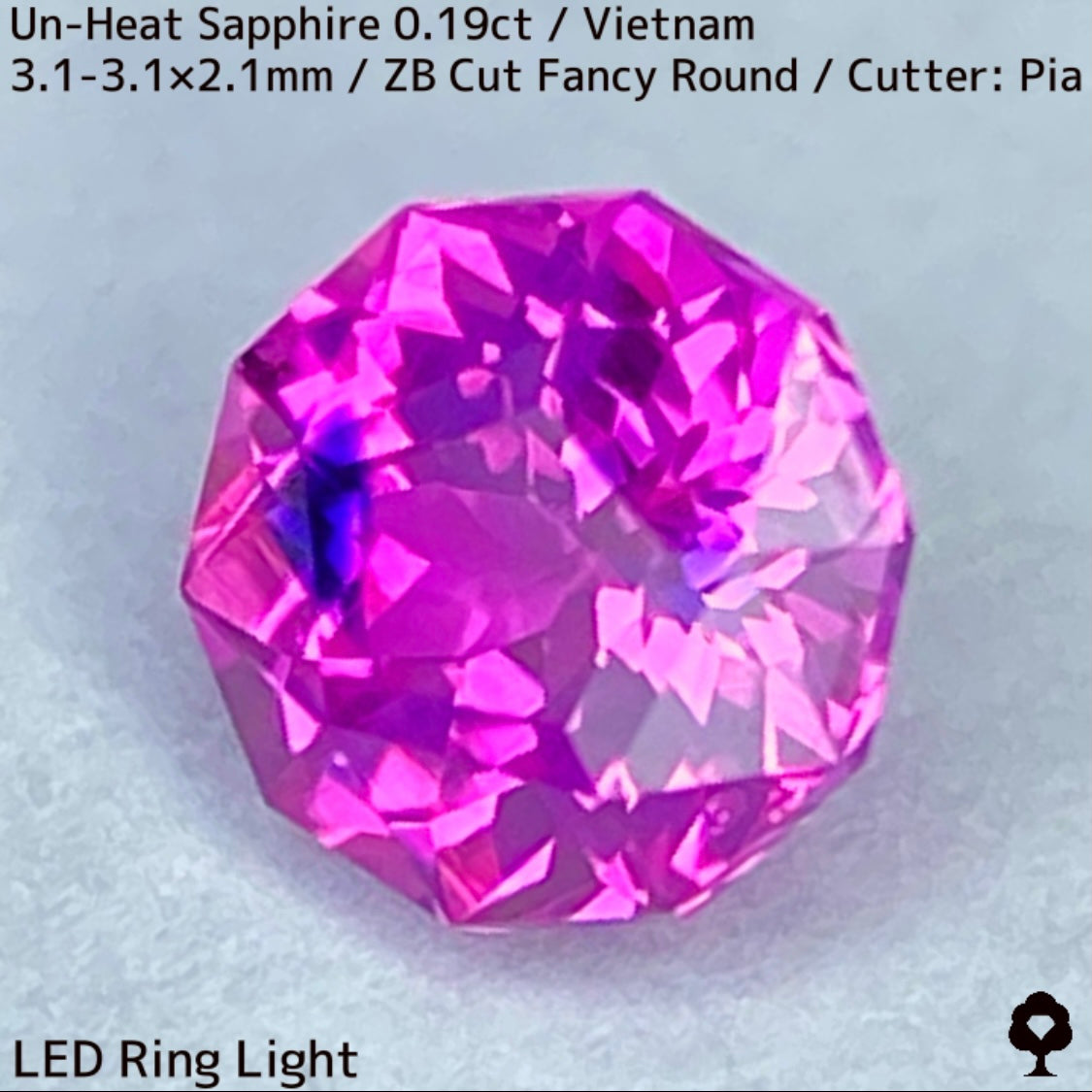 【GW特別企画★30%まほチケキャッシュバック】ベトナム産非加熱サファイア0.19ct★ワンポイントブルーのパープリッシュピンクの小さな花は強く煌めく