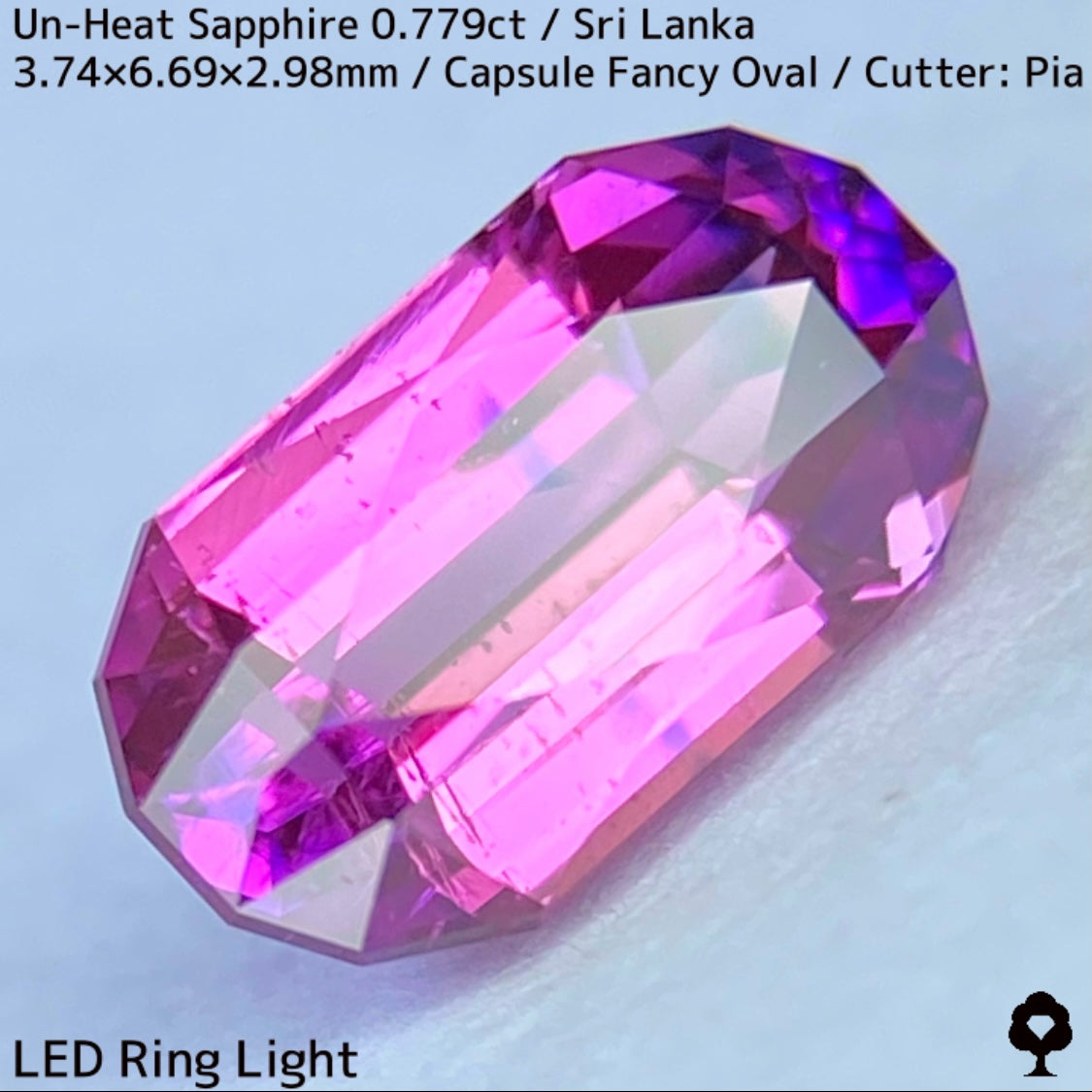 スリランカ産非加熱サファイア0.779ct★わずかなブルーの色だまりが良い仕事する両脇の色だまりたまらない一石