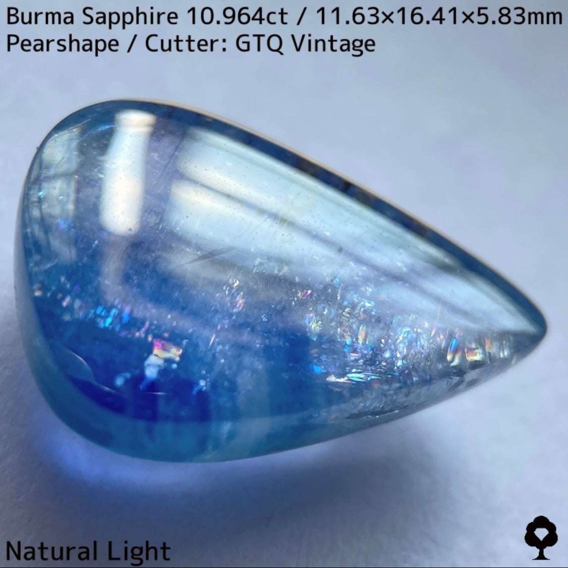 ビルマ産サファイア10.964ct★煌めく虹インクルと実はキャッツが出るなど面白さ詰まった秘蔵品