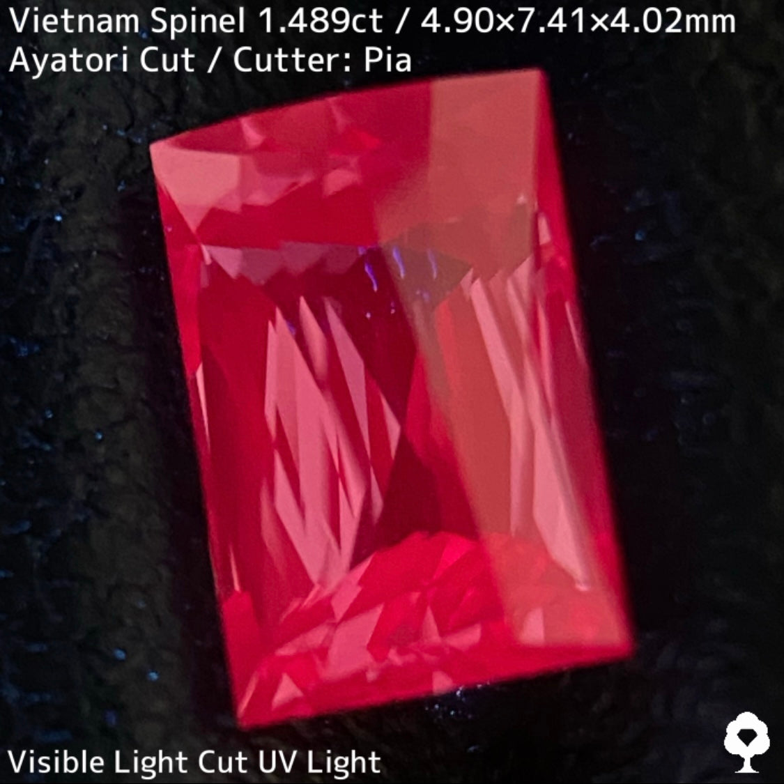 ベトナム産スピネル1.489ct★妖艶なピンキッシュパープルの超美結晶原石の形を生かしたシザースのあやとりカット