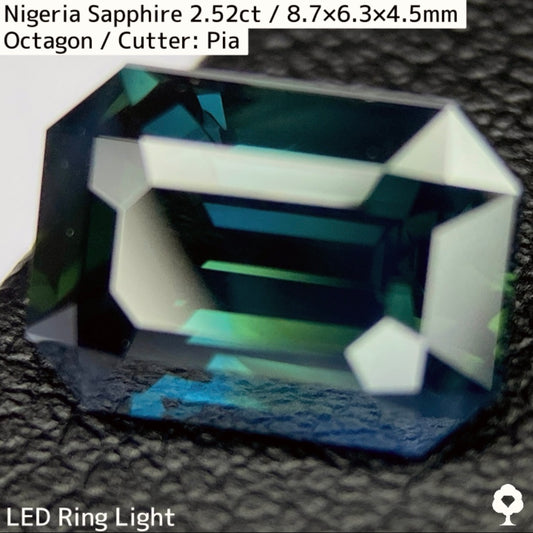 ナイジェリア産サファイア2.52ct★ダークシルキーインディゴカラーに潜むグリーンやイエローが奥深く美しい