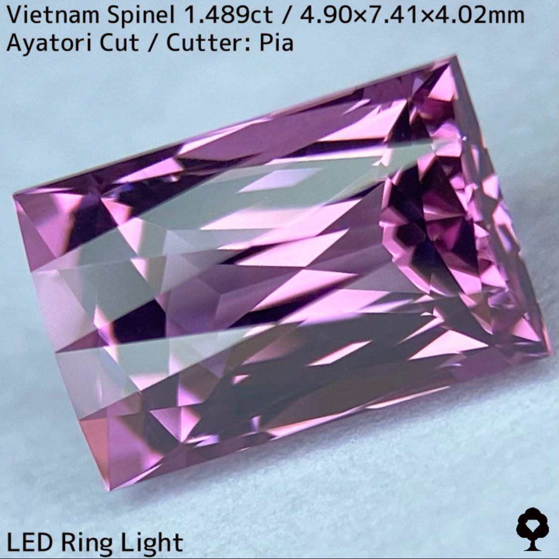 ベトナム産スピネル1.489ct★妖艶なピンキッシュパープルの超美結晶原石の形を生かしたシザースのあやとりカット
