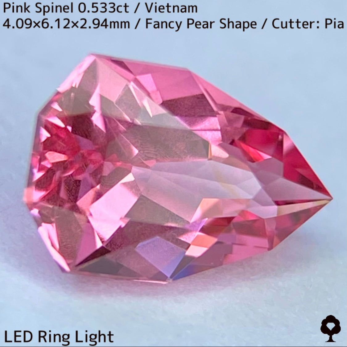 【お客さま専用】ベトナム産ピンクスピネル0.533ct★ツボミのような色だまり感美しいパパラチァカラーのペアシェイプ★ZB8枚ご利用