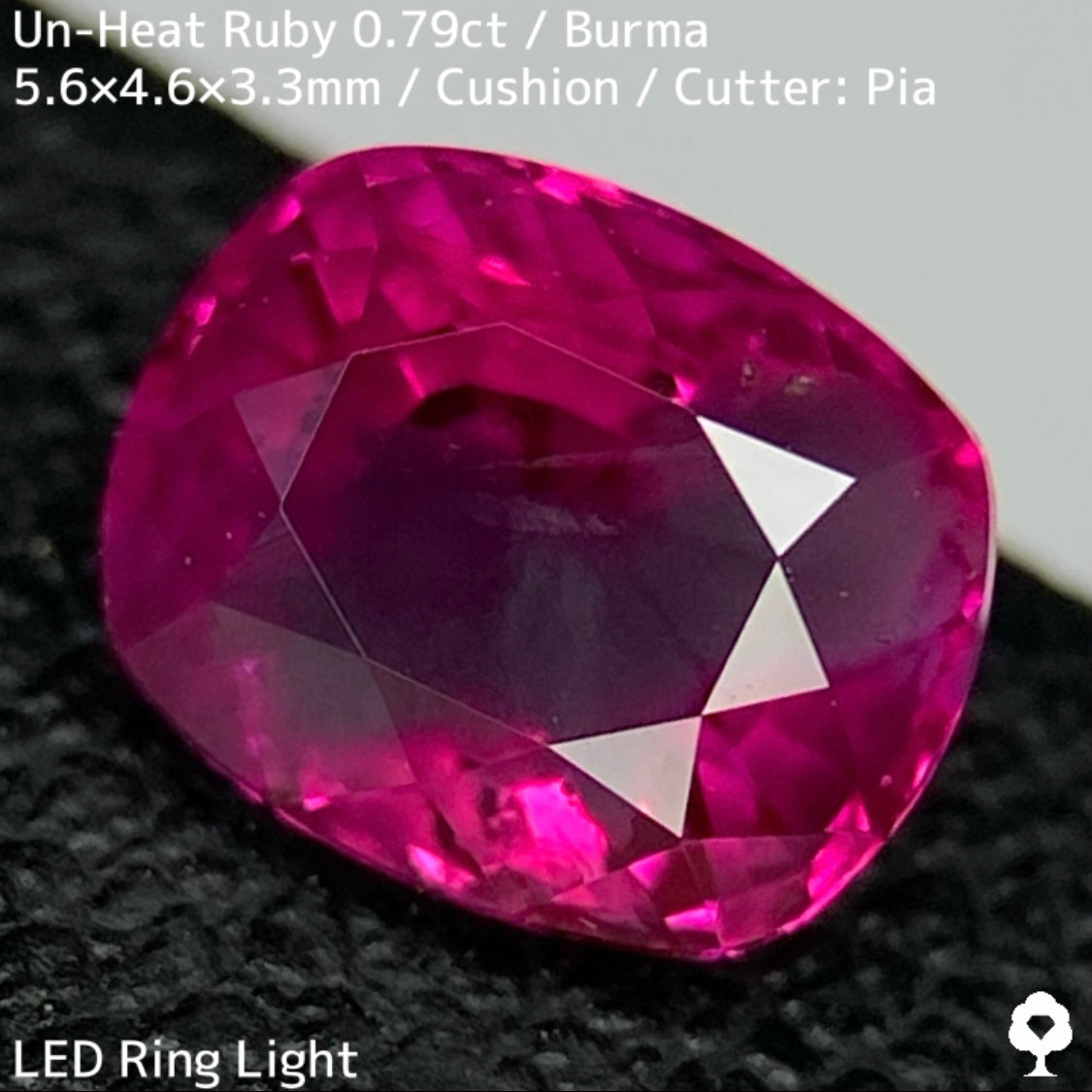 ビルマ産非加熱ルビー0.79ct★美色結晶をコウモリが覆うバットマンルビー