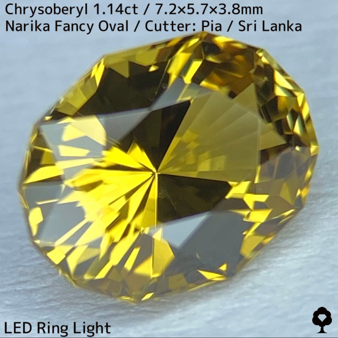 【お客さま専用】クリソベリル1.14ct★曇りなき美結晶から王道ゴールドの鋭いナリカーカットの煌めき
