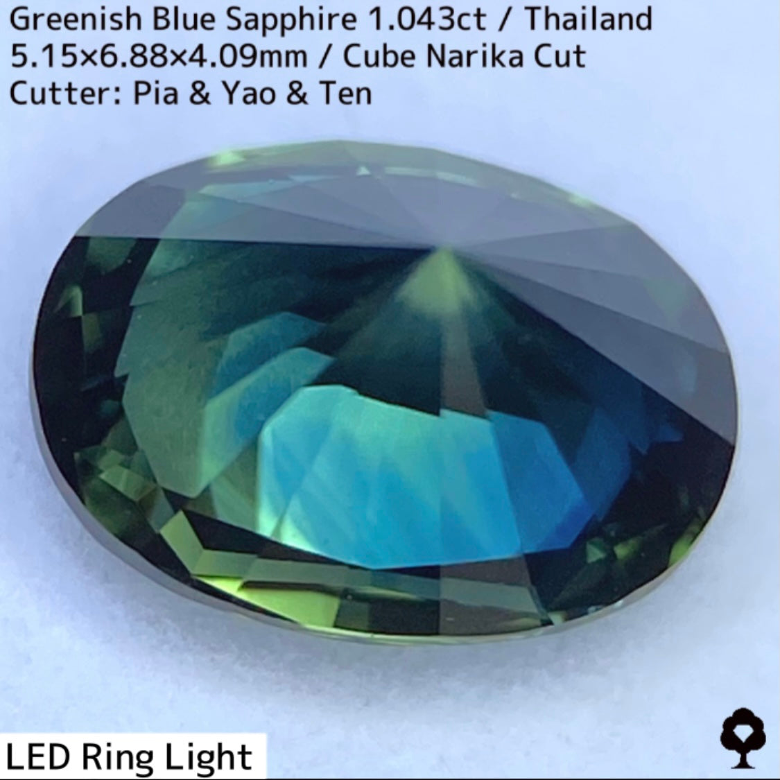 【ご当選者さま専用】タイ産グリニッシュブルーサファイア1.043ct★ディープカラーから煌めく羽根のようなティールブルー