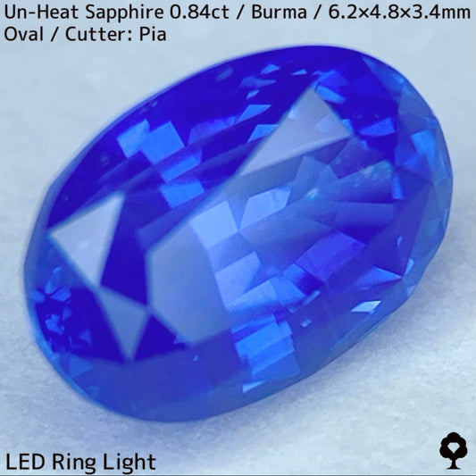 ビルマ産非加熱サファイア0.845ct★シルキーで爽やかな発色の良い希少ビルマ産コーンフラワー系ブルー