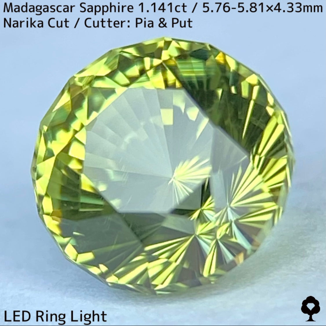 マダガスカル産サファイア1.141ct★春色美グリーンにファイアー煌めくナリカーカット超美結晶1ctアップ