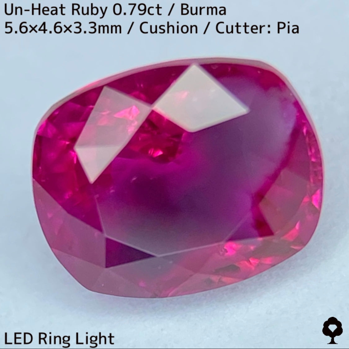 ビルマ産非加熱ルビー0.79ct★美色結晶をコウモリが覆うバットマンルビー