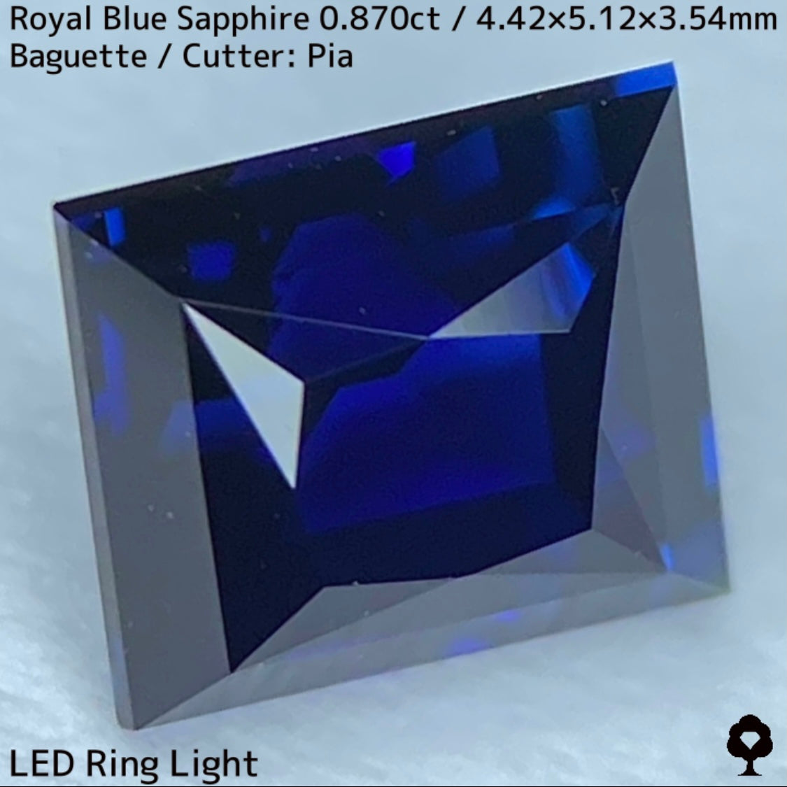 エチオピア産ロイヤルブルーサファイア0.870ct★シンプルなカットから湧き上がる鮮やかなロイヤルブルー★原石1.79ct付き