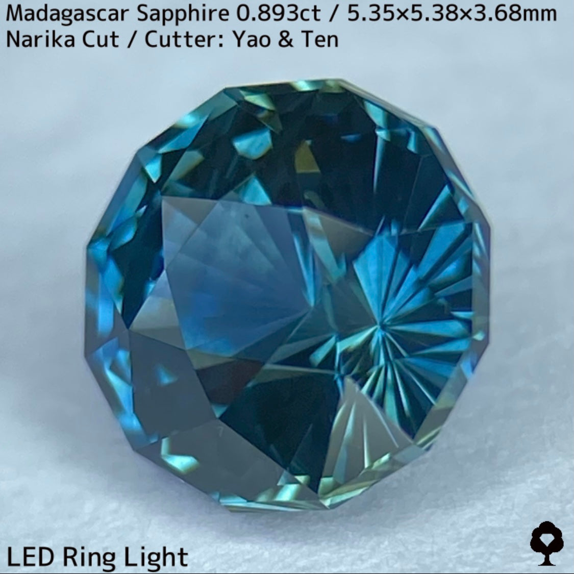 ほんのりミルキーでブルーにグリーンが混ざるナリカーカット★マダガスカル産サファイア0.893ct