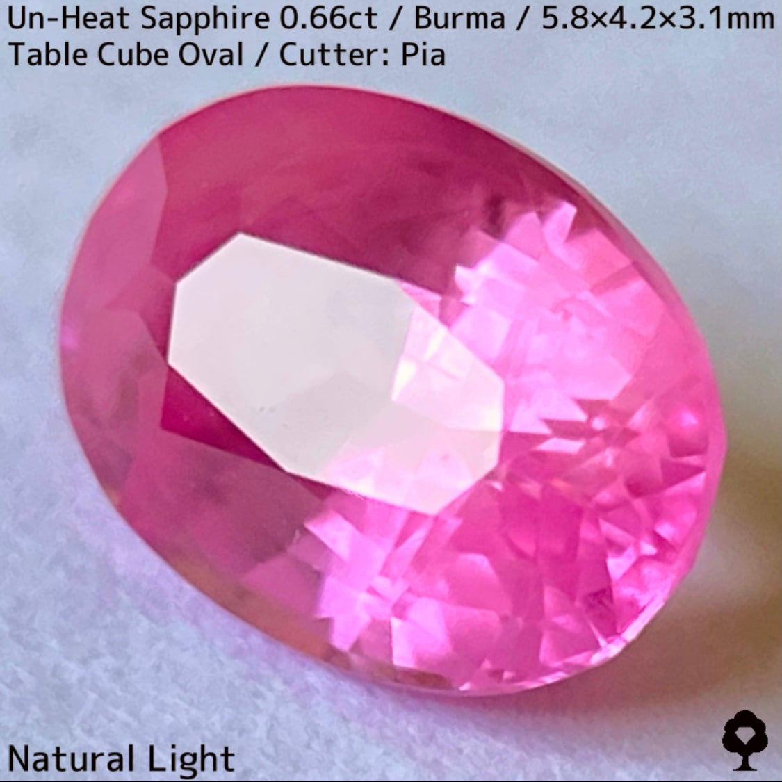 【お客さま専用】ビルマ産非加熱サファイア0.66ct★クリアさもあるシルキーピンクの可愛い強蛍光オーバル