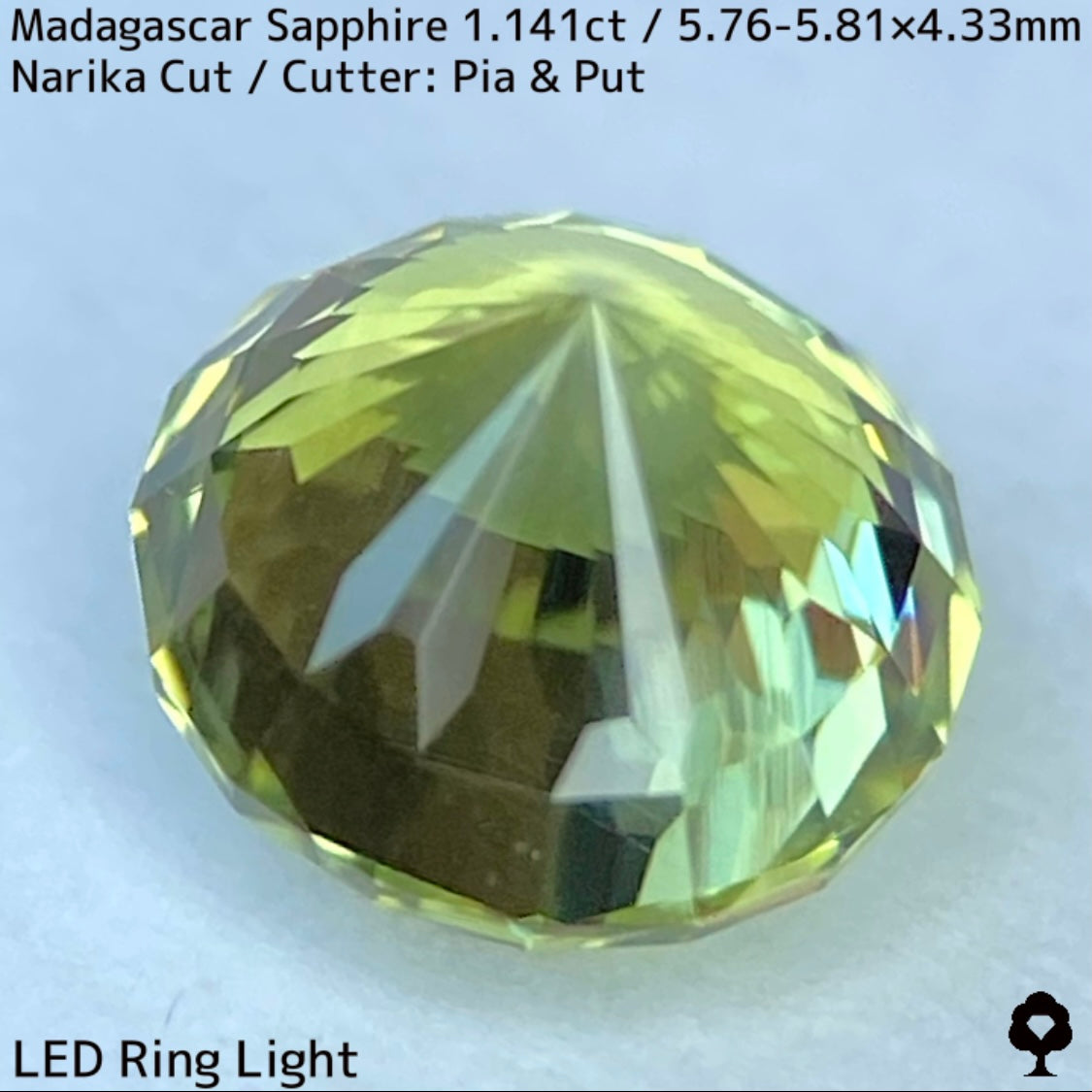 マダガスカル産サファイア1.141ct★春色美グリーンにファイアー煌めくナリカーカット超美結晶1ctアップ
