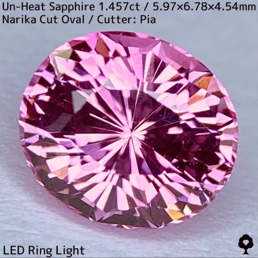 スリランカ産非加熱サファイア1.457ct★非加熱で希少な王道ピンクから鋭いナリカーカットの煌めき