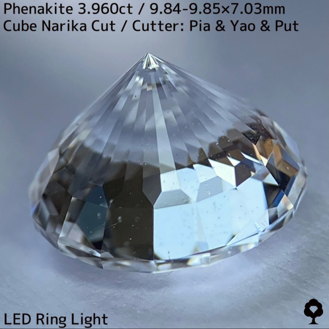 粉雪の舞う雪景色のような凛とした美しさの大粒レアストーンナリカーカット★フェナカイト3.960ct