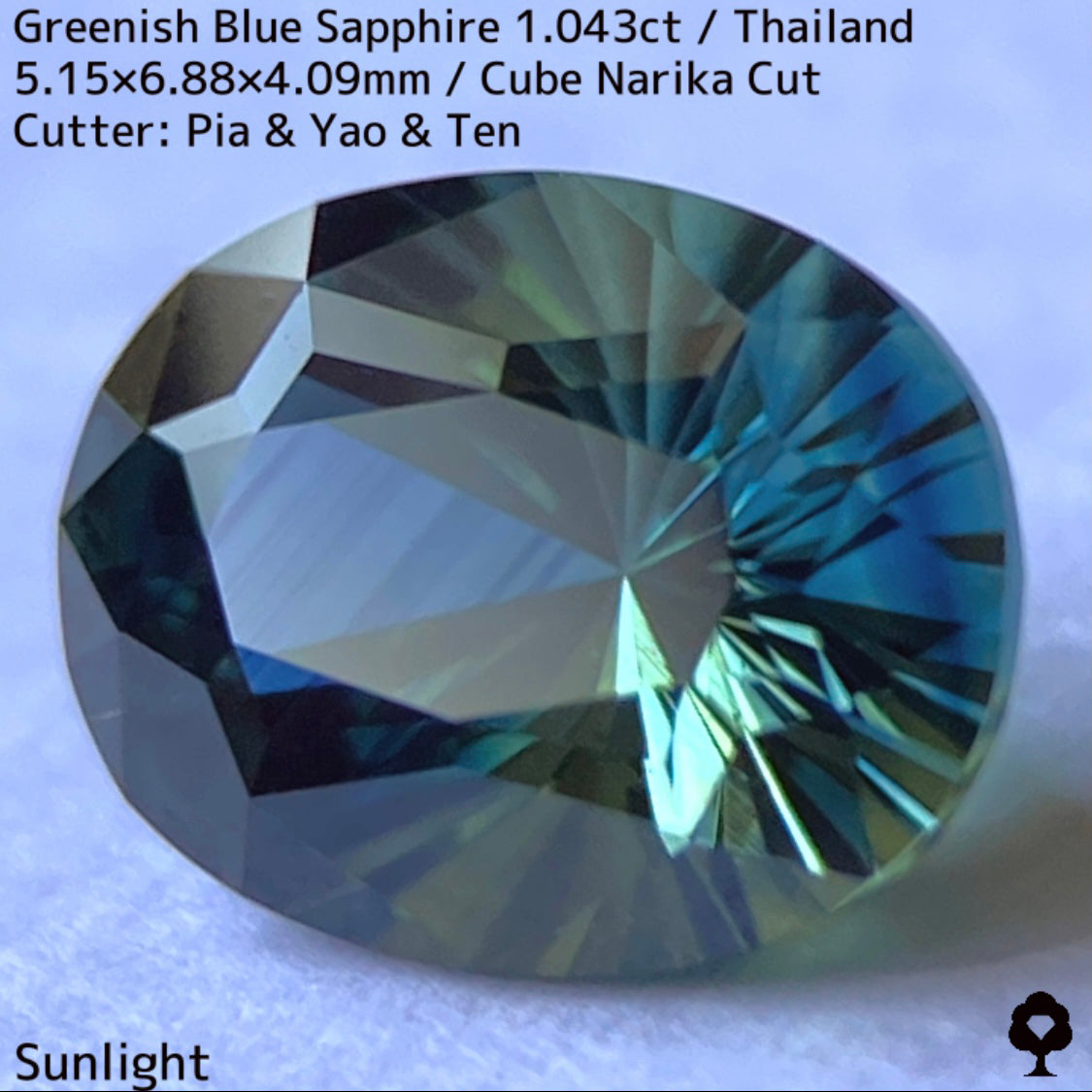 【ご当選者さま専用】タイ産グリニッシュブルーサファイア1.043ct★ディープカラーから煌めく羽根のようなティールブルー