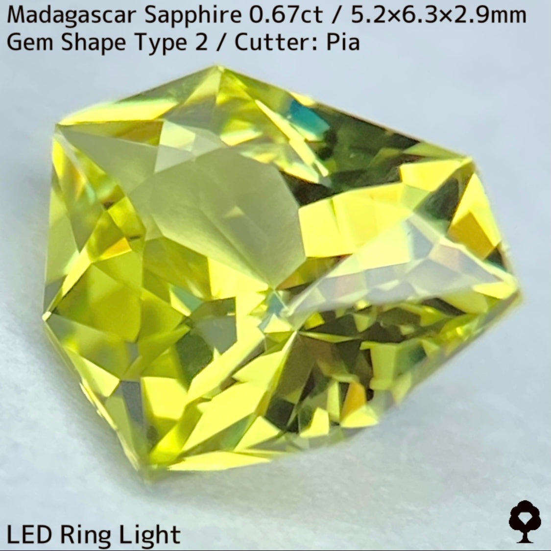 【お客さま専用】マダガスカルサファイア0.67ct★宝石形タイプ2のシェイプ可愛い煌めき強いライトグリニッシュイエロー