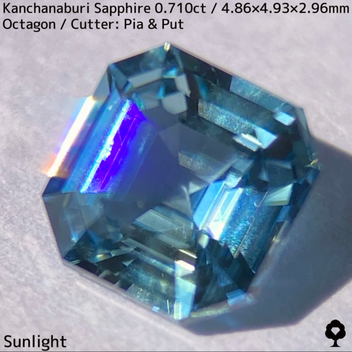【ご当選者さま専用】カンチャナブリー産サファイア0.710ct★ライトカラーならではの凄まじいファイアー楽しめるシンプルオクタゴンの美結晶
