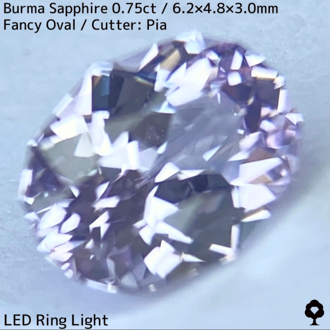 ビルマ産サファイア0.757ct★大変身を遂げたほのかなライラック感が可愛らしいほんのりシルキーなニアカラーレス