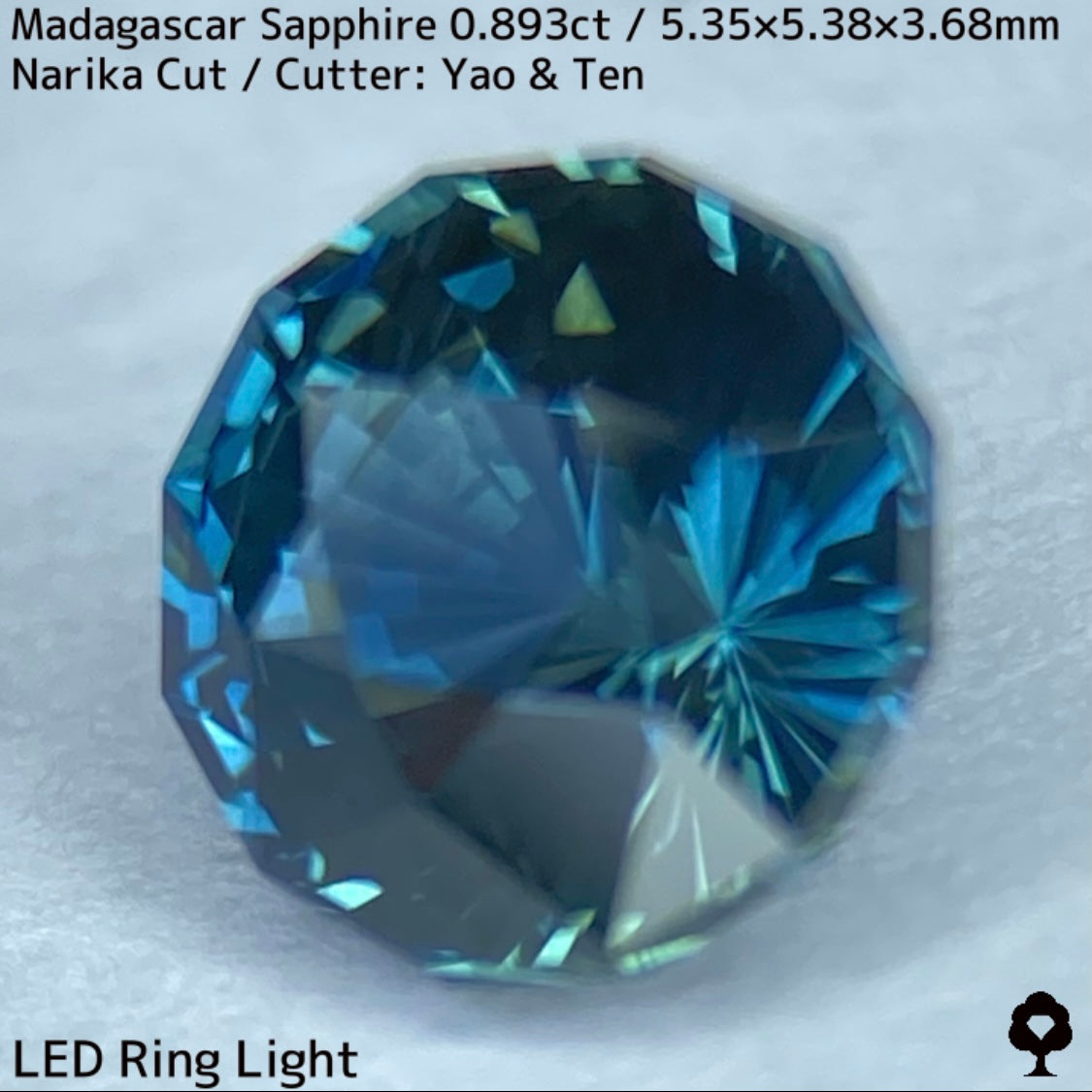 ほんのりミルキーでブルーにグリーンが混ざるナリカーカット★マダガスカル産サファイア0.893ct