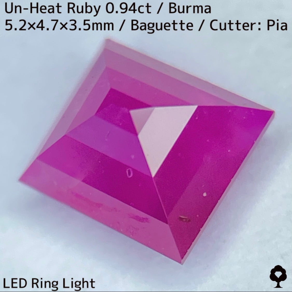 ビルマ産非加熱ルビー0.94ct★シルキーピンク可愛い無駄のないシャープなバゲット