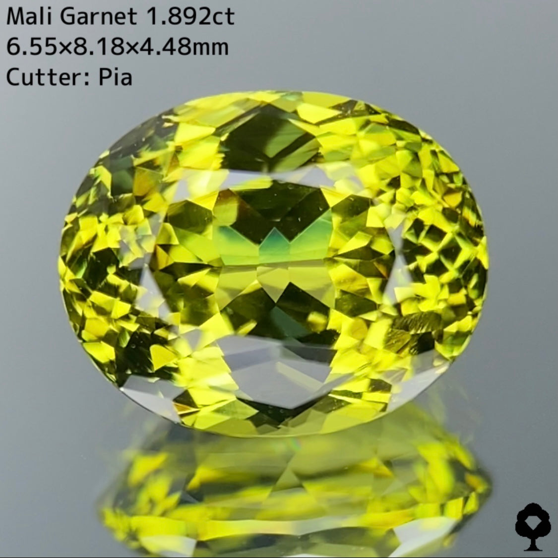 マリガーネット1.892ct★2ctに迫る大きさの絶品結晶はテーブルキューブカットで激レアなペリドットカラー