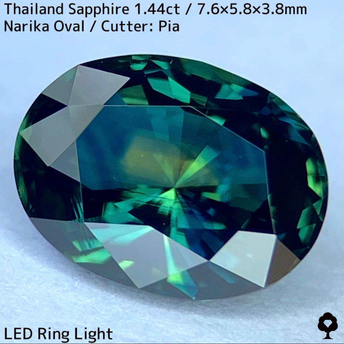 タイ産サファイア1.449ct★孔雀のようなカラーリングから鮮やかなグリニッシュブルー煌めき放つ自信作