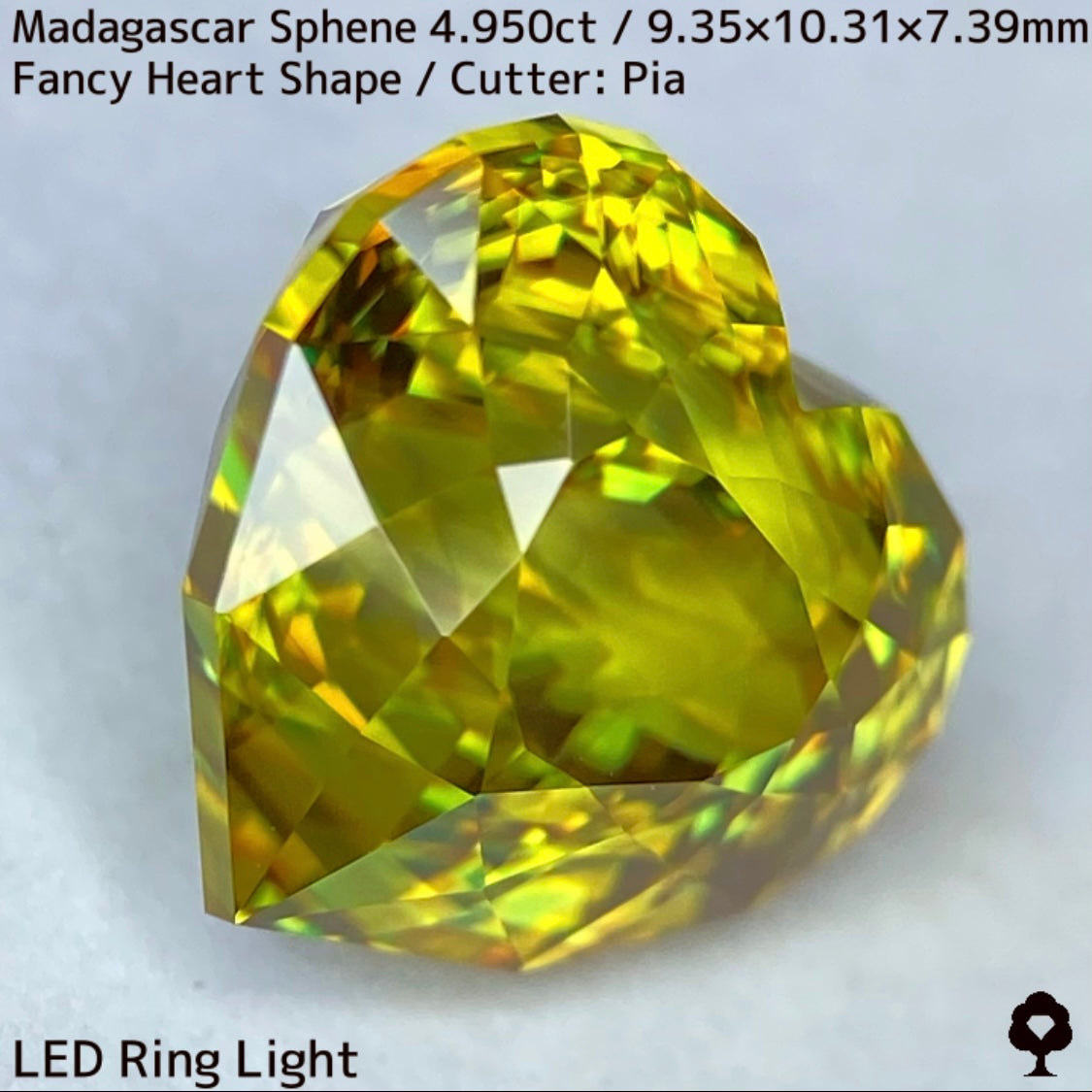 最高に煌めく超美結晶が完璧なファンシーハートシェイプに★マダガスカル産スフェーン4.950ct