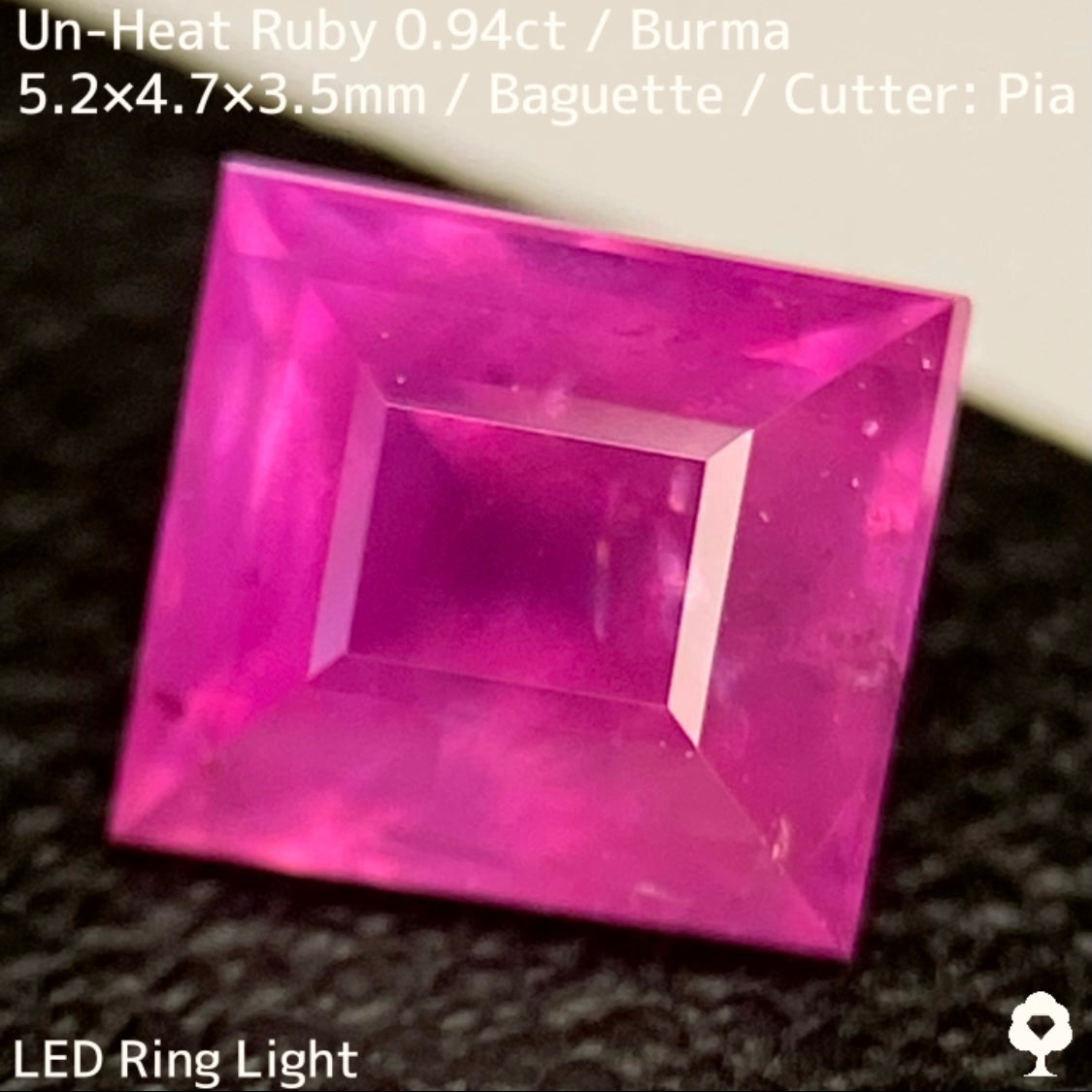 ビルマ産非加熱ルビー0.94ct★シルキーピンク可愛い無駄のないシャープなバゲット