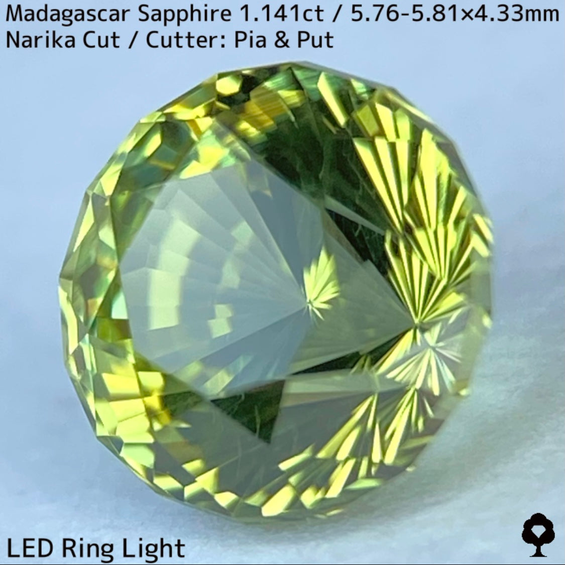 マダガスカル産サファイア1.141ct★春色美グリーンにファイアー煌めくナリカーカット超美結晶1ctアップ