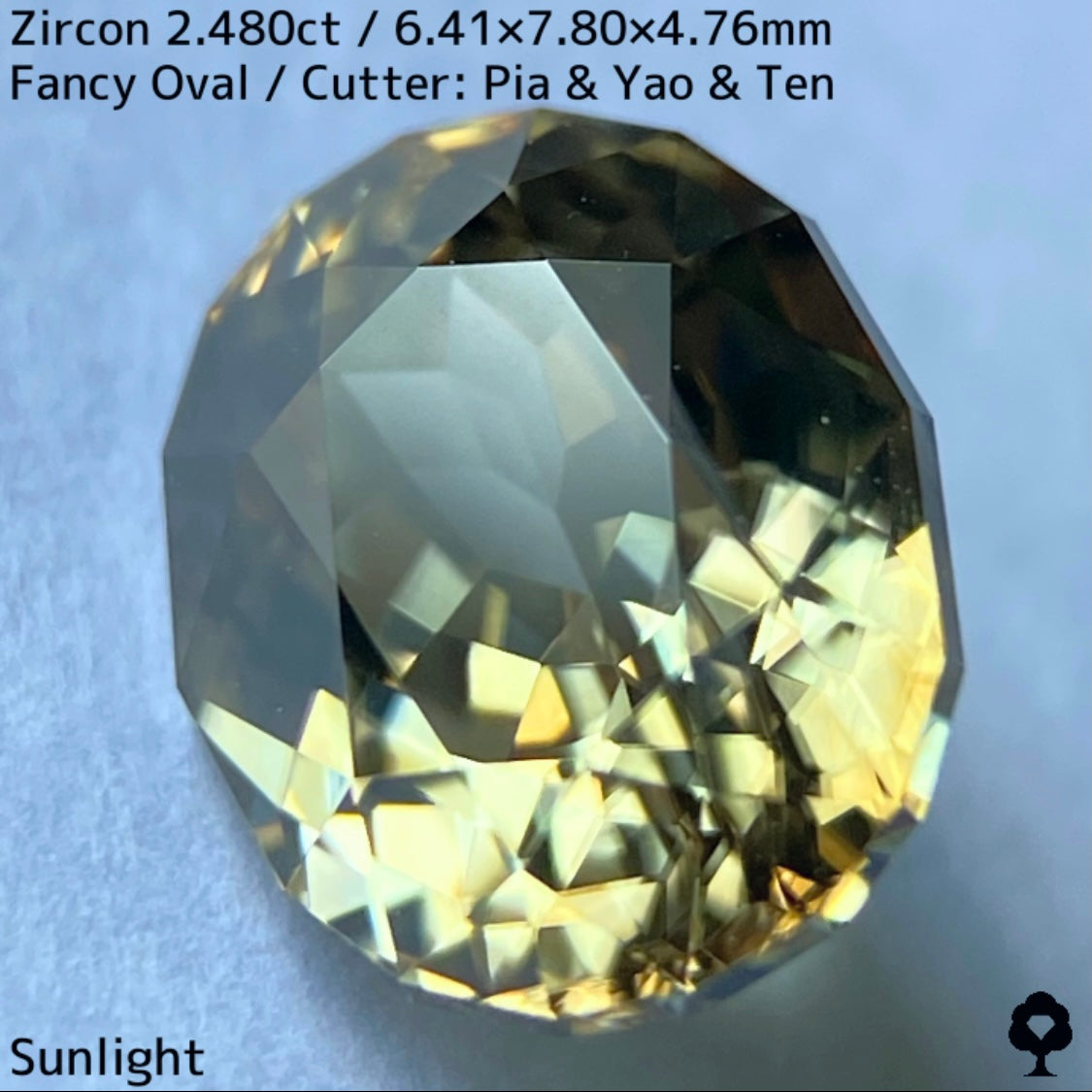 【ご当選者さま専用】ジルコン2.480ct★ゴールドの中に青の色だまりあるグリーンの煌めき放つ面白い1石
