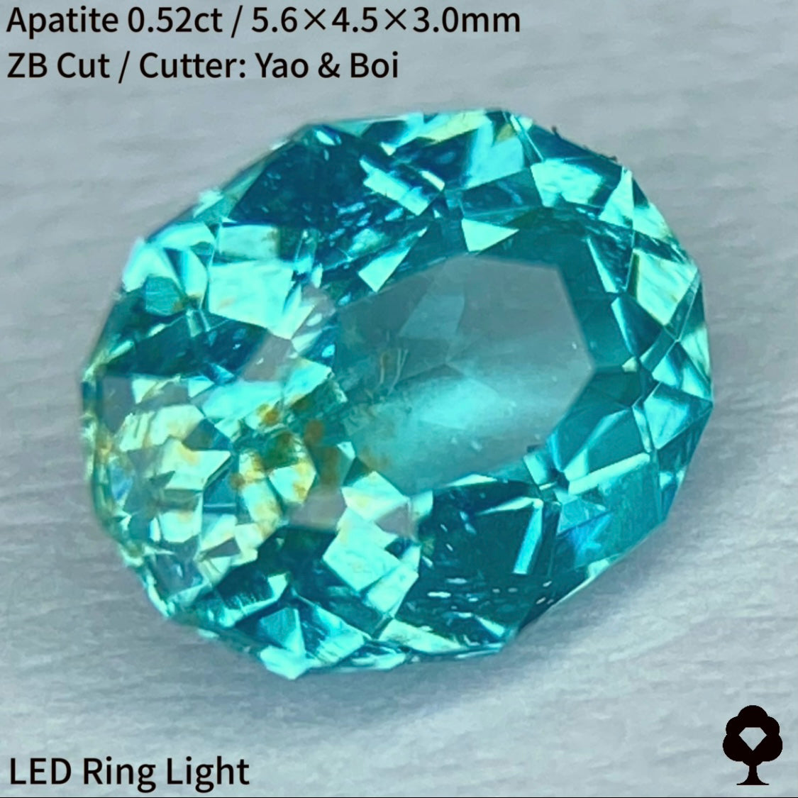 ネオン感あるマリンブルーに金木犀のようなインクルージョン★アパタイト0.52ct