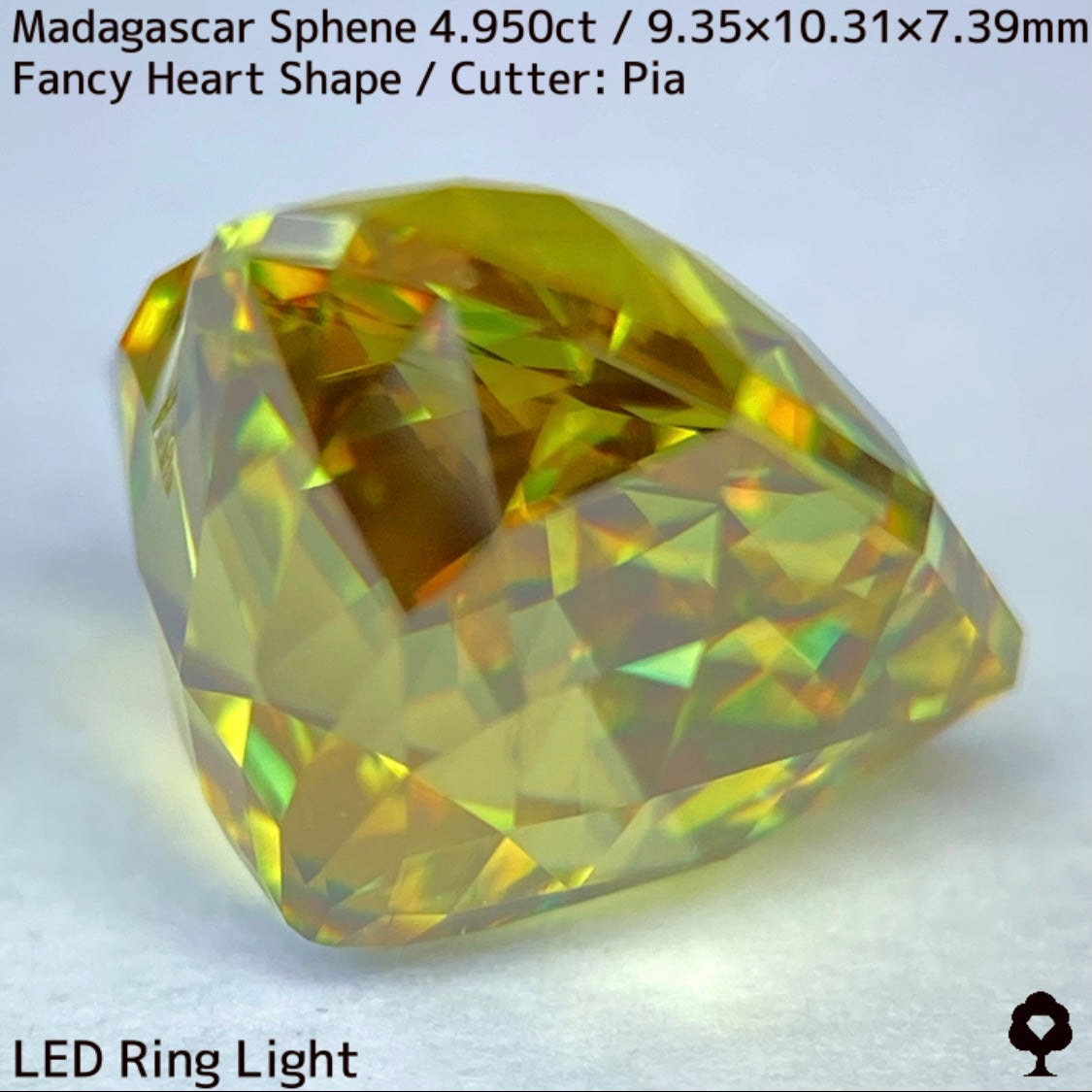 最高に煌めく超美結晶が完璧なファンシーハートシェイプに★マダガスカル産スフェーン4.950ct