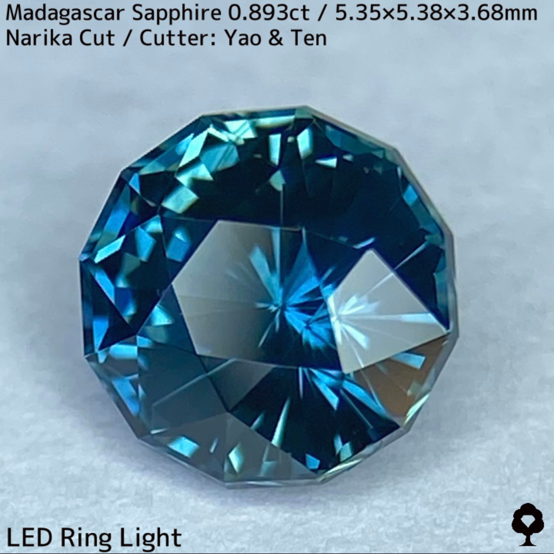 ほんのりミルキーでブルーにグリーンが混ざるナリカーカット★マダガスカル産サファイア0.893ct